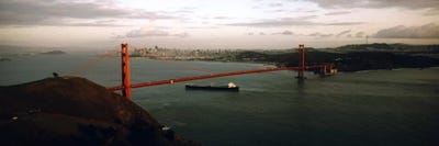 Barge passing under a bridge, Golden Gate Bridge, San Francisco, California, USA by Panoramic Images multi panel art