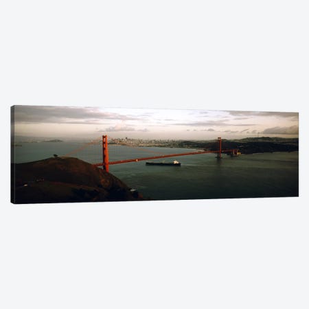 Barge passing under a bridge, Golden Gate Bridge, San Francisco, California, USA Canvas Print #PIM5638} by Panoramic Images Canvas Art Print