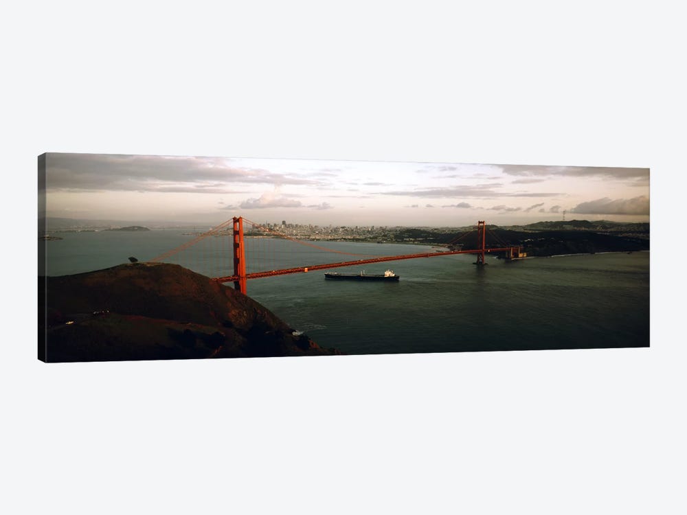 Barge passing under a bridge, Golden Gate Bridge, San Francisco, California, USA by Panoramic Images 1-piece Art Print