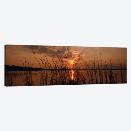 Sunset over a lake, Lake Travis, Austin, Texas Canvas Print #PIM5640} by Panoramic Images Canvas Artwork