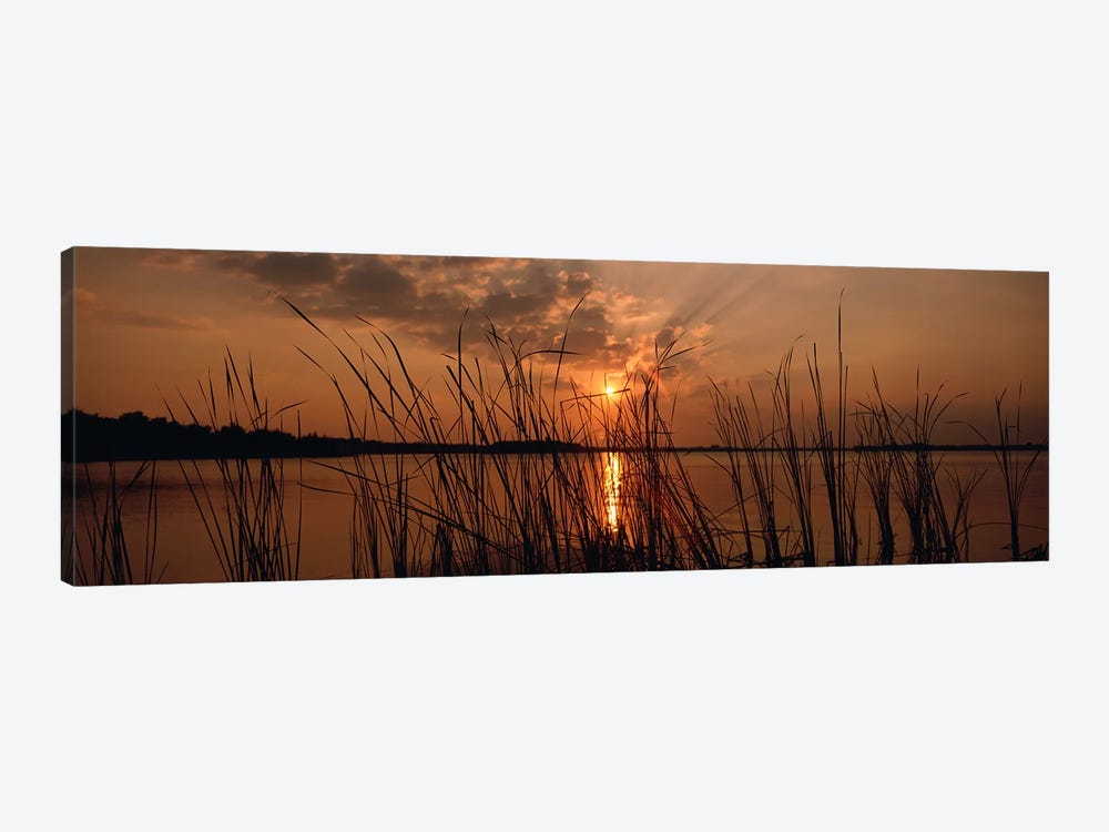 Sunset over a lake, Lake Travis, Austin, Texas by Panoramic Images 1-piece Canvas Artwork
