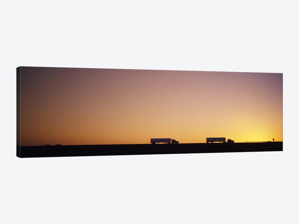 Two Semi Trucks On A Highway, Interstate 5 (I-5), California, USA by Panoramic Images 1-piece Canvas Art