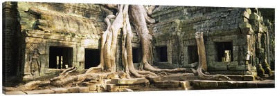 Old ruins of a building, Angkor Wat, Cambodia Canvas Art Print - Buddhism Art