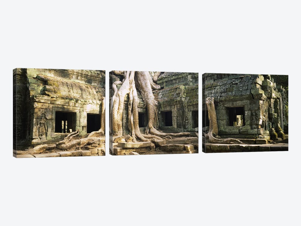Old ruins of a building, Angkor Wat, Cambodia by Panoramic Images 3-piece Canvas Art Print