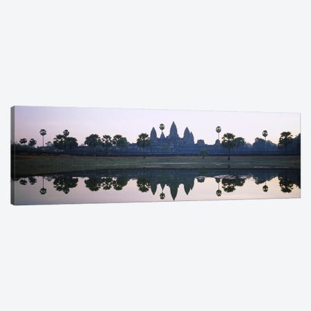 Reflection of temples and palm trees in a lake, Angkor Wat, Cambodia Canvas Print #PIM5662} by Panoramic Images Canvas Artwork