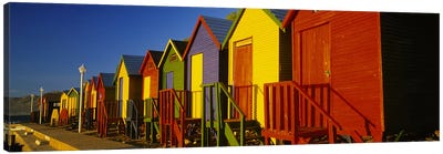Beach huts in a row, St James, Cape Town, South Africa Canvas Art Print - South Africa