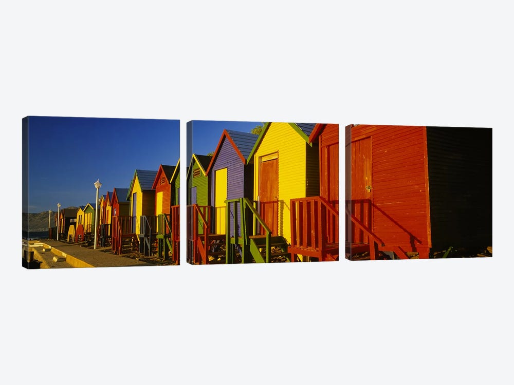 Beach huts in a row, St James, Cape Town, South Africa by Panoramic Images 3-piece Canvas Art Print