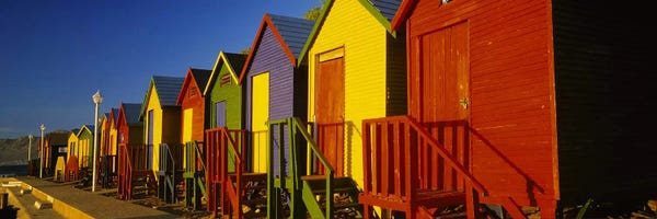 South Africa: Beach huts in a row, St James, Cape Town, South Africa by Panoramic Images