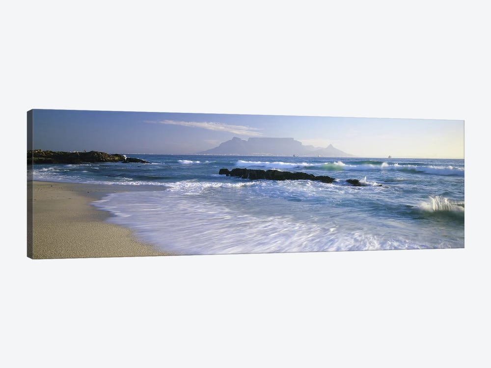 Waves On A Beach With A Distant View Of Table Mountain, Cape Town, Western Cape, South Africa by Panoramic Images 1-piece Art Print
