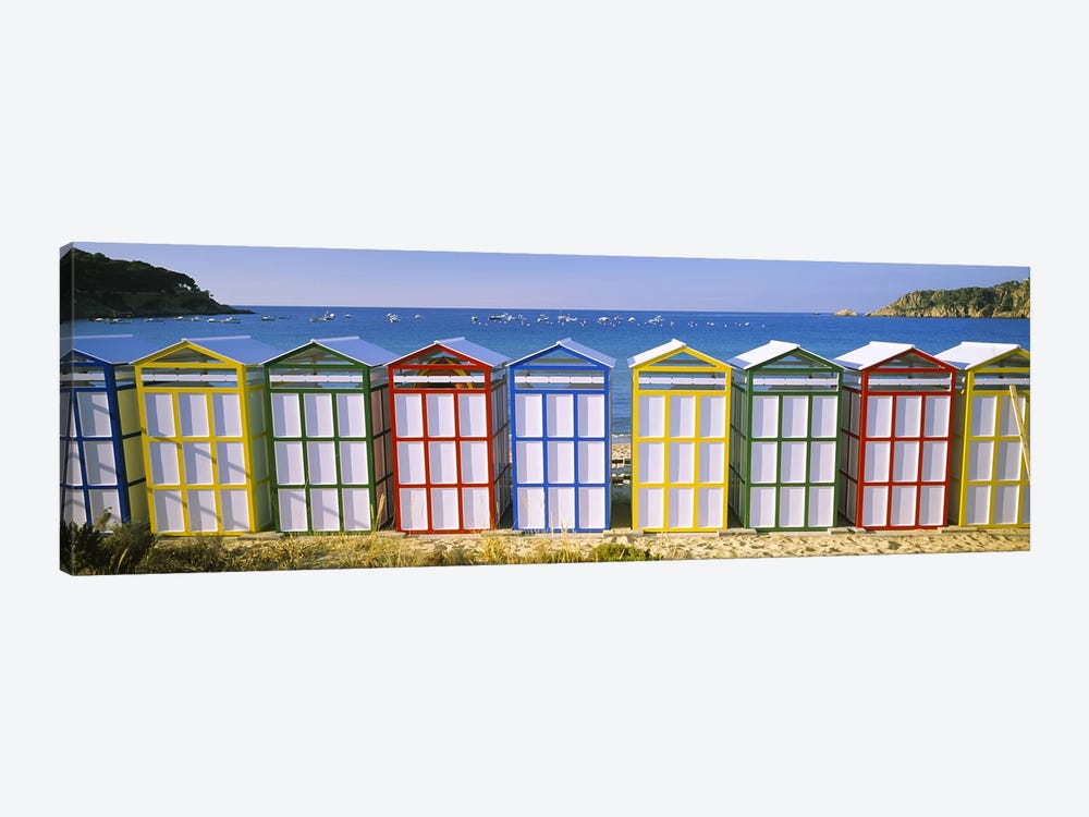 Colorful Row Of Beach Huts, Catalonia, Spain by Panoramic Images 1-piece Canvas Wall Art