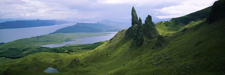 Old Man Of Storr With A High-Angle View Of Loch Leathan, Isle Of Skye, Inner Hebrides, Scotland