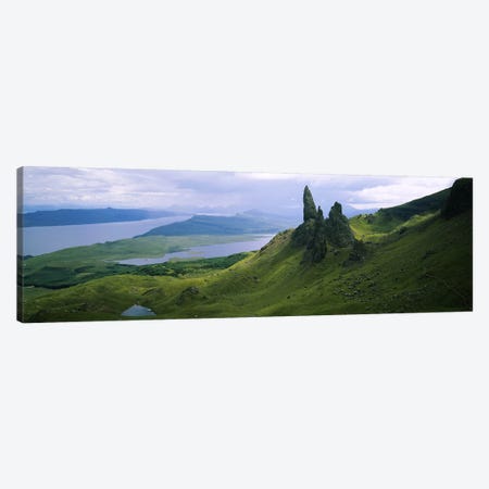 Old Man Of Storr With A High-Angle View Of Loch Leathan, Isle Of Skye, Inner Hebrides, Scotland Canvas Print #PIM5681} by Panoramic Images Canvas Artwork