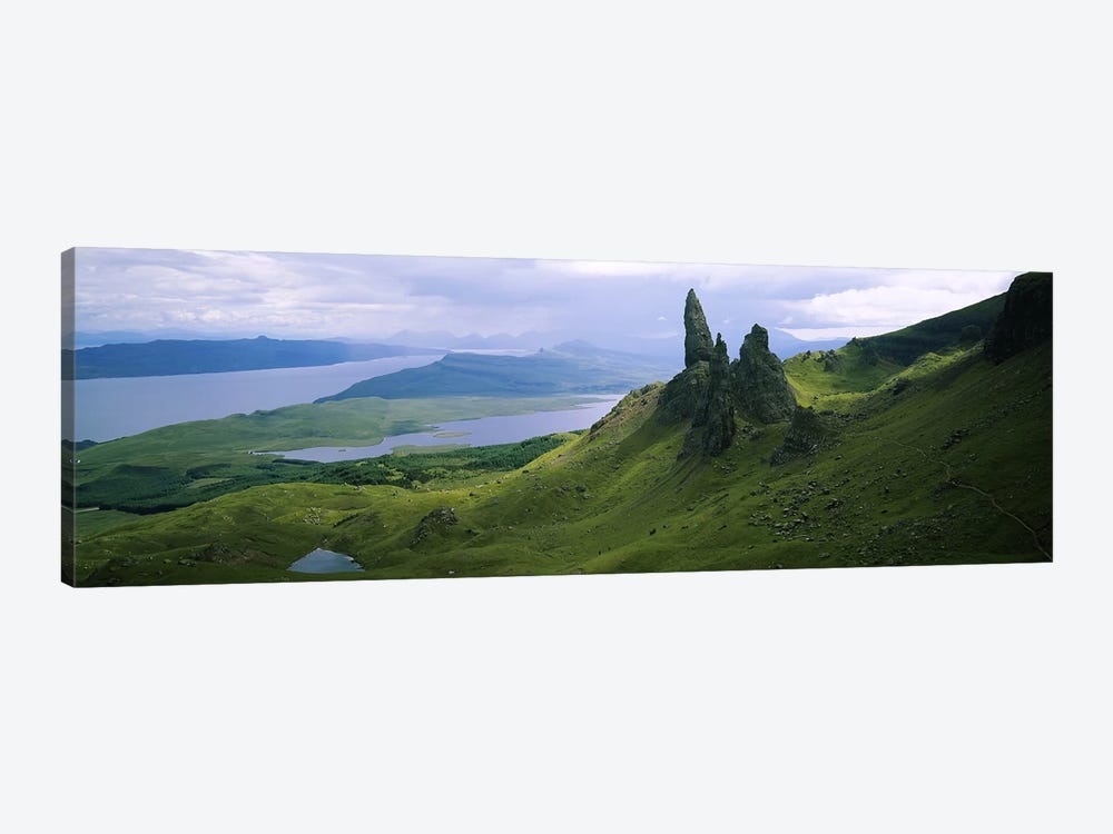 Old Man Of Storr With A High-Angle View Of Loch Leathan, Isle Of Skye, Inner Hebrides, Scotland by Panoramic Images 1-piece Canvas Art Print