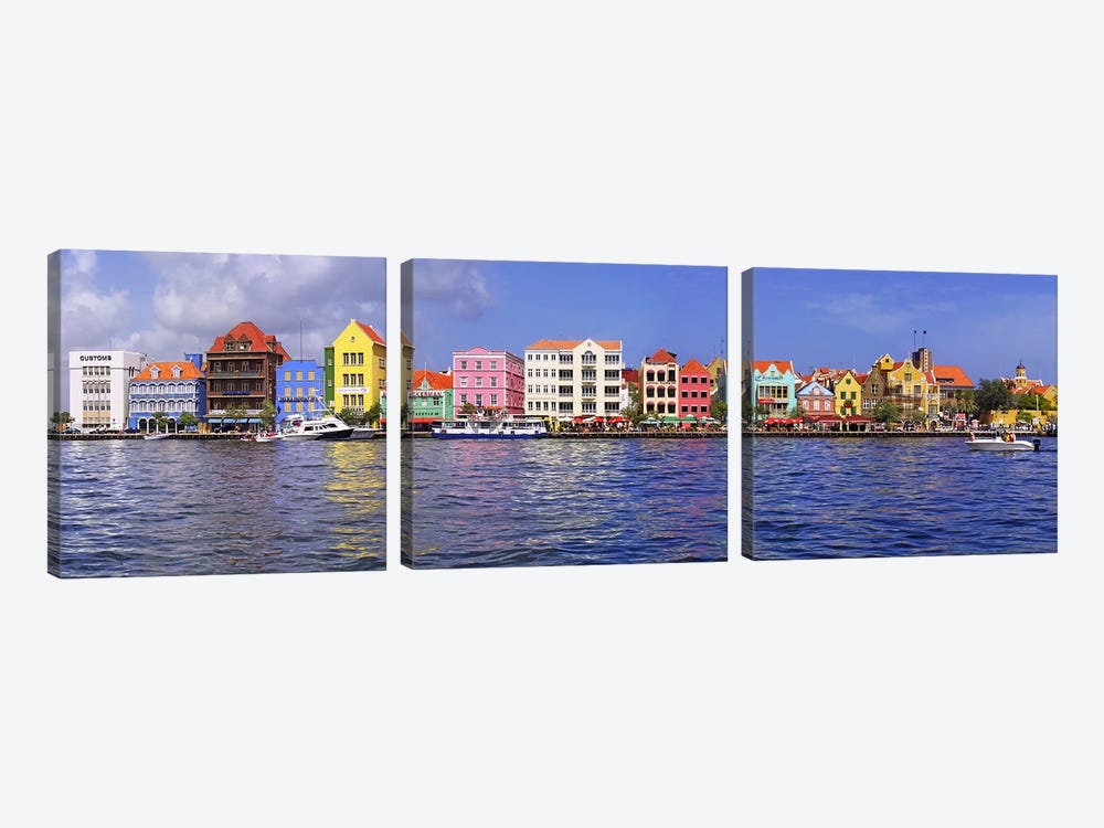 Waterfront Property, Willemstad Harbour, Curacao, Lesser Antilles by Panoramic Images 3-piece Canvas Art