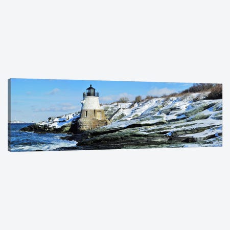 Castle Hill Lighthouse In Winter, Narraganset Bay, Newport, Rhode Island, USA Canvas Print #PIM5693} by Panoramic Images Art Print