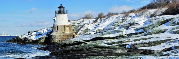 Rhode Island: Castle Hill Lighthouse In Winter, Narraganset Bay, Newport, Rhode Island, USA by Panoramic Images