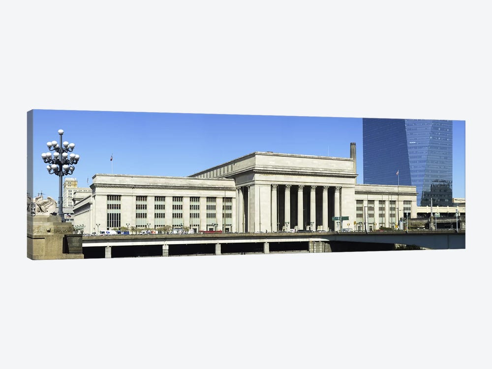 Facade of a building at a railroad station, 30th Street Station, Schuylkill River, Philadelphia, Pennsylvania, USA by Panoramic Images 1-piece Canvas Artwork