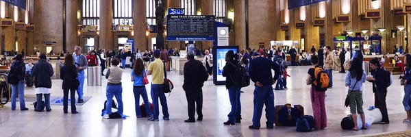 Pennsylvania: People waiting in a railroad station, 30th Street Station, Schuylkill River, Philadelphia, Pennsylvania, USA by Panoramic Images