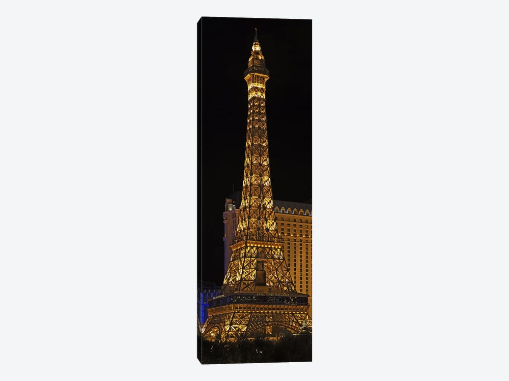 Replica of the Eiffel Tower lit up at night, Paris Las Vegas, Las Vegas, Nevada, USA by Panoramic Images 1-piece Canvas Art