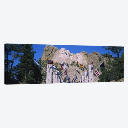 Mount Rushmore National Memorial With The Avenue Of Flags, South Dakota, USA Canvas Print #PIM5709} by Panoramic Images Art Print