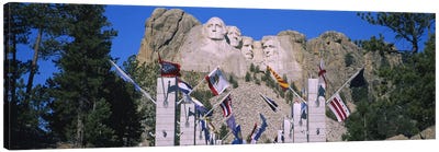 Mount Rushmore National Memorial With The Avenue Of Flags, South Dakota, USA Canvas Art Print - South Dakota Art