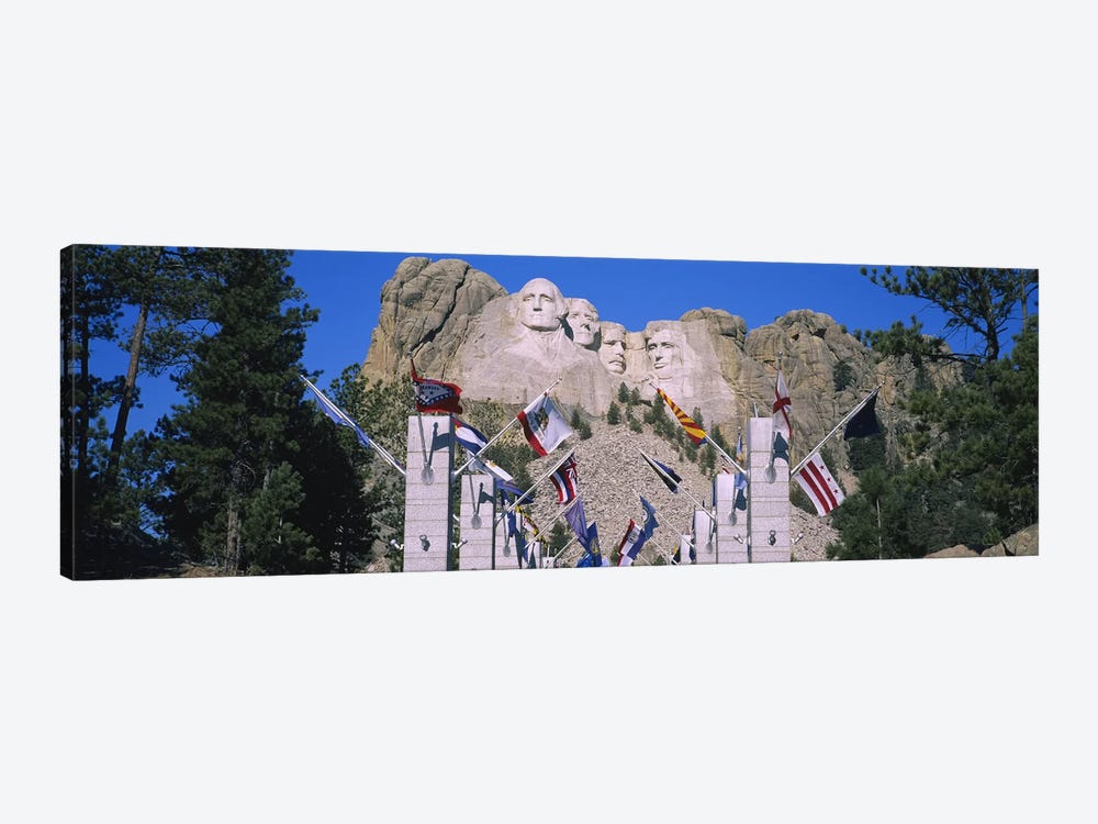 Mount Rushmore National Memorial With The Avenue Of Flags, South Dakota, USA by Panoramic Images 1-piece Canvas Art