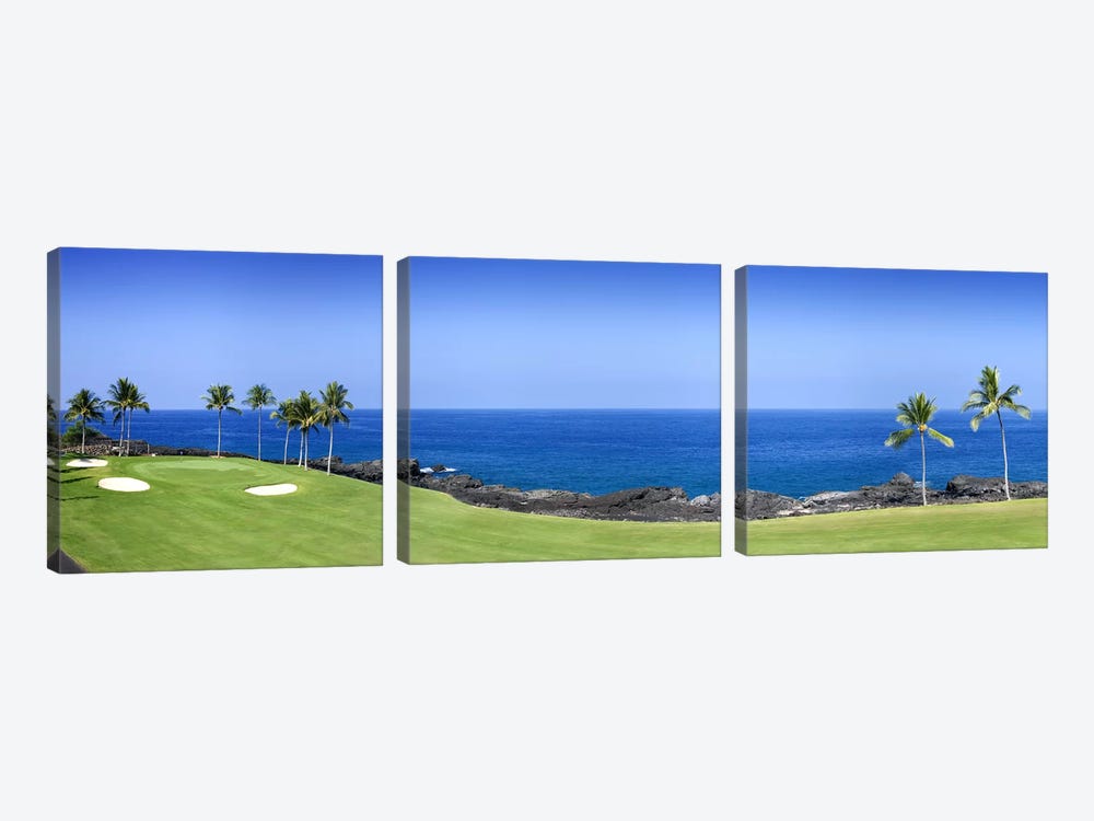 Oceanside Green And Fairway, 3rd Hole, Kona Country Club, Keauhou, Hawaii, USAA by Panoramic Images 3-piece Canvas Art