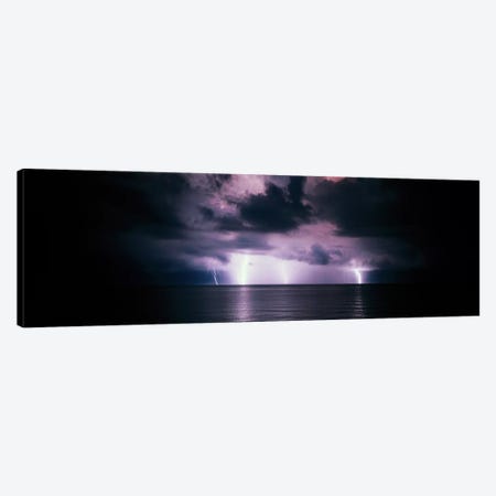 Purple Sky & Lightning Bolts Over The Gulf Of Mexico Canvas Print #PIM574} by Panoramic Images Canvas Print
