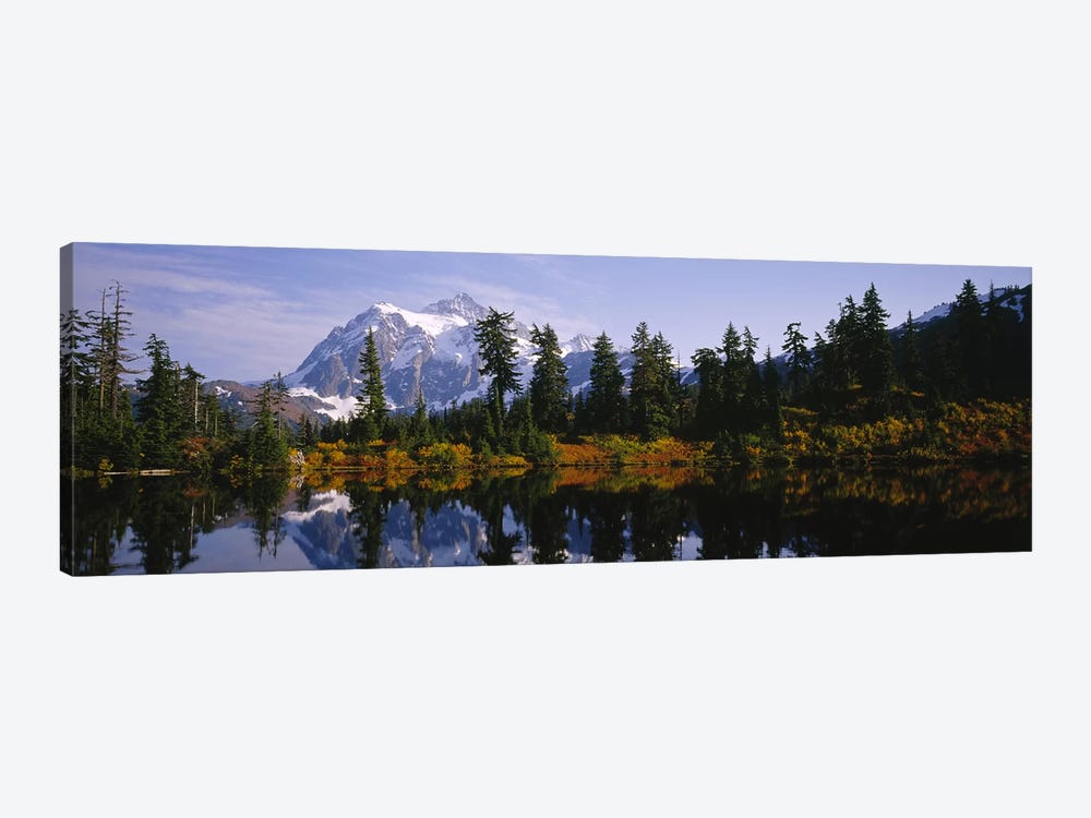 Reflection of trees and Mountains in a Lake, Mount Shuksan, North Cascades National Park, Washington State, USA by Panoramic Images 1-piece Canvas Art