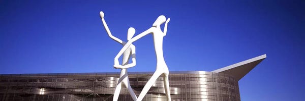 Colorado: Dancers sculpture by Jonathan Borofsky in front of a building, Colorado Convention Center, Denver, Colorado, USA by Panoramic Images