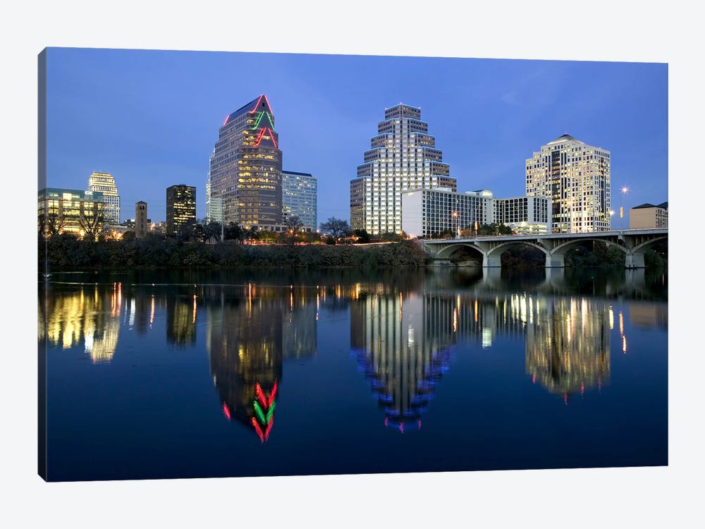 Reflection of buildings in water, Town Lake, Austin, Texas, USA by Panoramic Images 1-piece Canvas Art Print