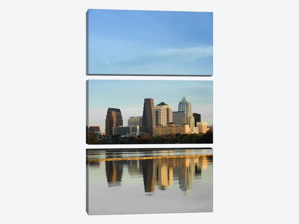 Reflection of buildings in water, Town Lake, Austin, Texas, USA #2 by Panoramic Images 3-piece Canvas Art