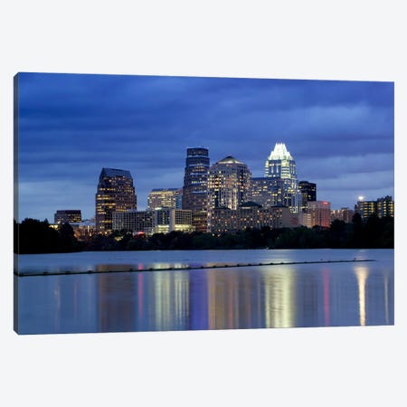 Buildings at the waterfront lit up at dusk, Town Lake, Austin, Texas, USA Canvas Print #PIM5779} by Panoramic Images Canvas Art