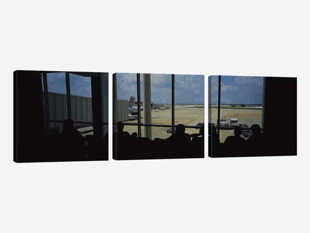 Silhouette of a group of people at an airport lounge, Orlando International Airport, Orlando, Florida, USA by Panoramic Images 3-piece Canvas Art Print