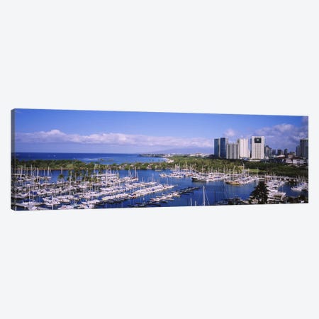 High angle view of boats, Ala Wai, Honolulu, Hawaii, USA Canvas Print #PIM5784} by Panoramic Images Canvas Artwork