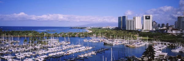 Honolulu: High angle view of boats, Ala Wai, Honolulu, Hawaii, USA by Panoramic Images