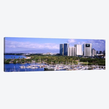 High angle view of boats, Ala Wai, Honolulu, Hawaii, USA #2 Canvas Print #PIM5785} by Panoramic Images Canvas Artwork