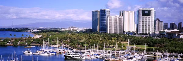 Honolulu: High angle view of boats, Ala Wai, Honolulu, Hawaii, USA #2 by Panoramic Images