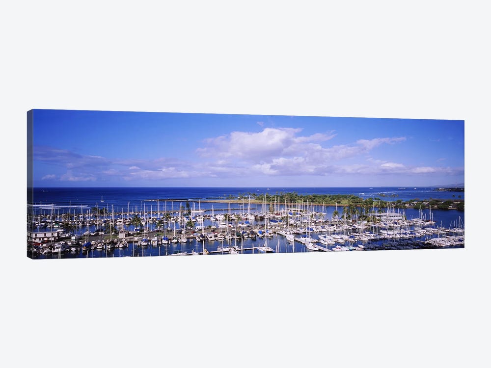 High angle view of boats in a row, Ala Wai, Honolulu, Hawaii, USA #2 by Panoramic Images 1-piece Canvas Artwork