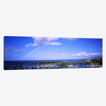 High angle view of boats, Ala Wai, Honolulu, Hawaii, USA #3 Canvas Print #PIM5788} by Panoramic Images Canvas Print