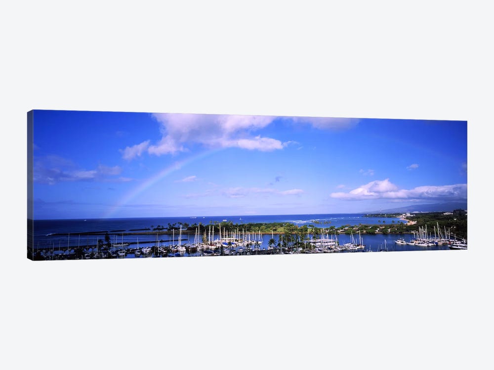 High angle view of boats, Ala Wai, Honolulu, Hawaii, USA #3 by Panoramic Images 1-piece Canvas Art Print
