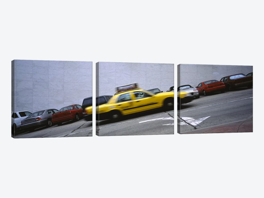 Taxi running on the road, San Francisco, California, USA by Panoramic Images 3-piece Canvas Wall Art