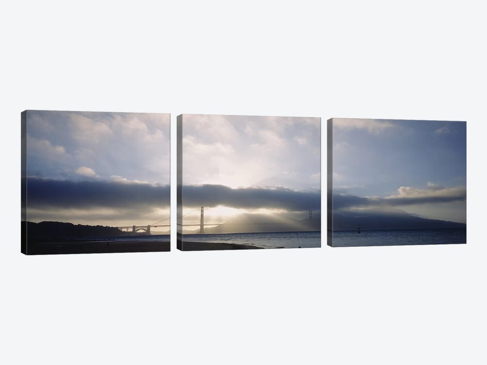 Silhouette of a bridge, Golden Gate Bridge, San Francisco, California, USA by Panoramic Images 3-piece Canvas Art Print