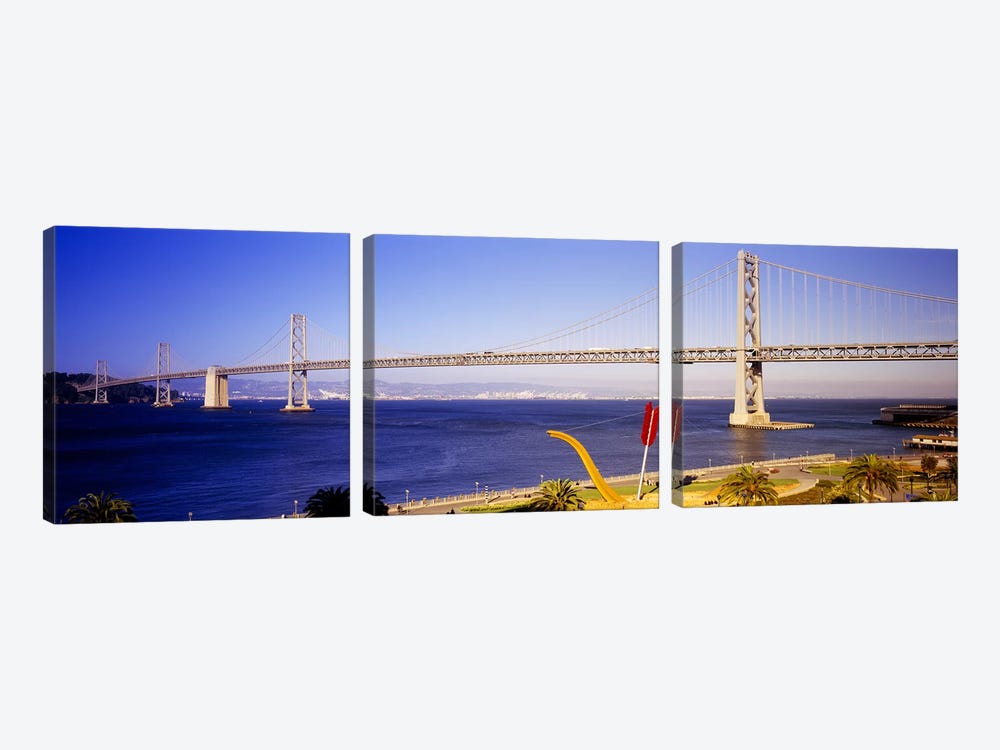 Bridge over an inlet, Bay Bridge, San Francisco, California, USA by Panoramic Images 3-piece Canvas Artwork