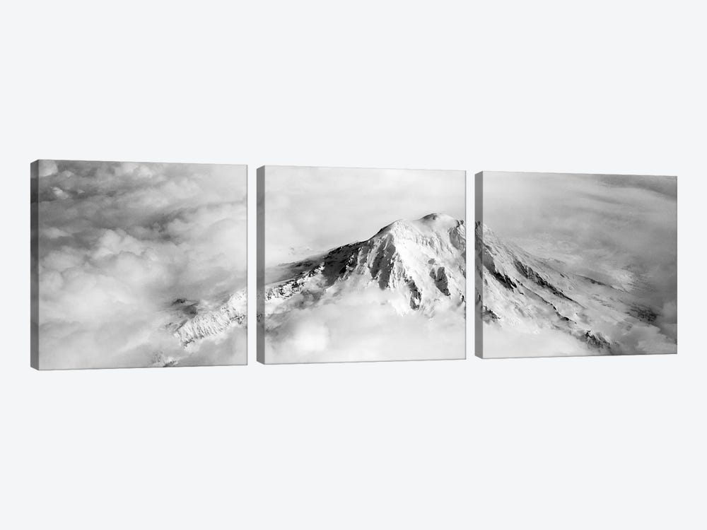 Aerial view of a snowcapped mountain, Mt Rainier, Mt Rainier National Park, Washington State, USA by Panoramic Images 3-piece Art Print