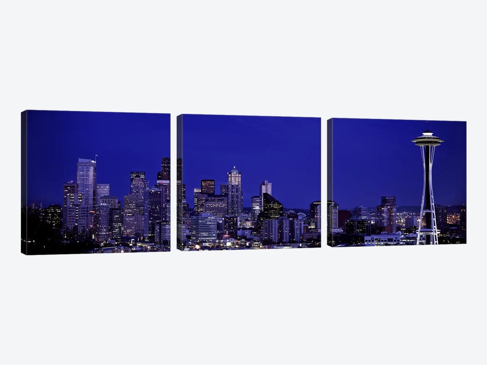Skyscrapers in a citySeattle, Washington State, USA by Panoramic Images 3-piece Canvas Art Print