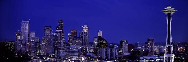 Skyscrapers in a citySeattle, Washington State, USA