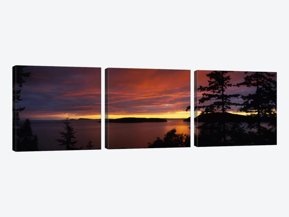 Clouds over the sea at dusk, Rosario Strait, San Juan Islands, Fidalgo Island, Skagit County, Washington State, USA by Panoramic Images 3-piece Canvas Art Print
