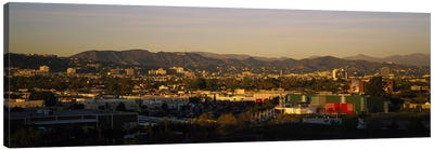 High angle view of a city, San Gabriel Mountains, Hollywood Hills, City of Los Angeles, California, USA Canvas Art Print - Hollywood Art