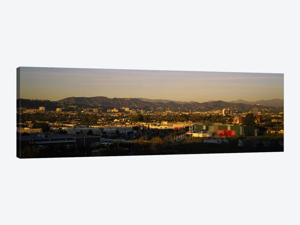 High angle view of a city, San Gabriel Mountains, Hollywood Hills, City of Los Angeles, California, USA by Panoramic Images 1-piece Canvas Print